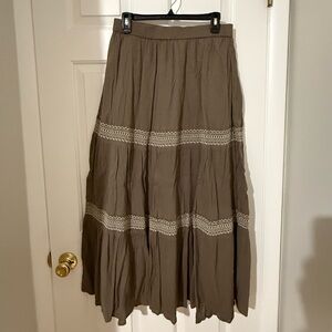 Garnet Hill Midi Skirt with Lace Accents